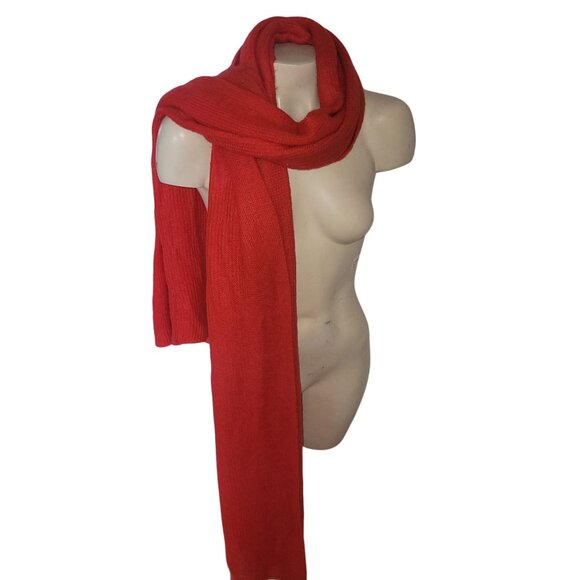 Vibrant Red Knit Scarf Wrap By Free people Soft & Warm Accessory - Picture 1 of 5